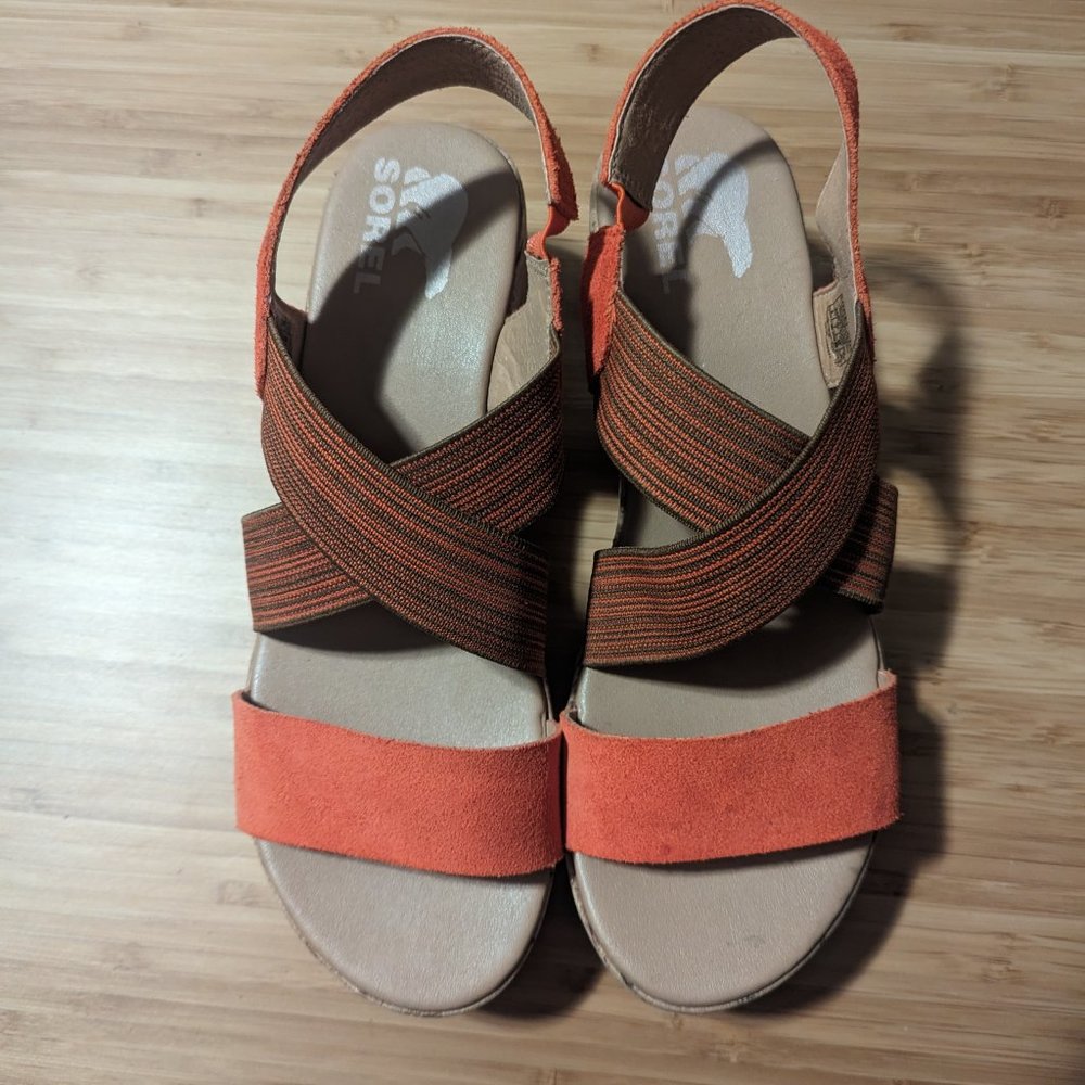 Sorel Cameron Flatform Slingback Sandal | Women's Size 9 | Red/Orange - Picture 5 of 8